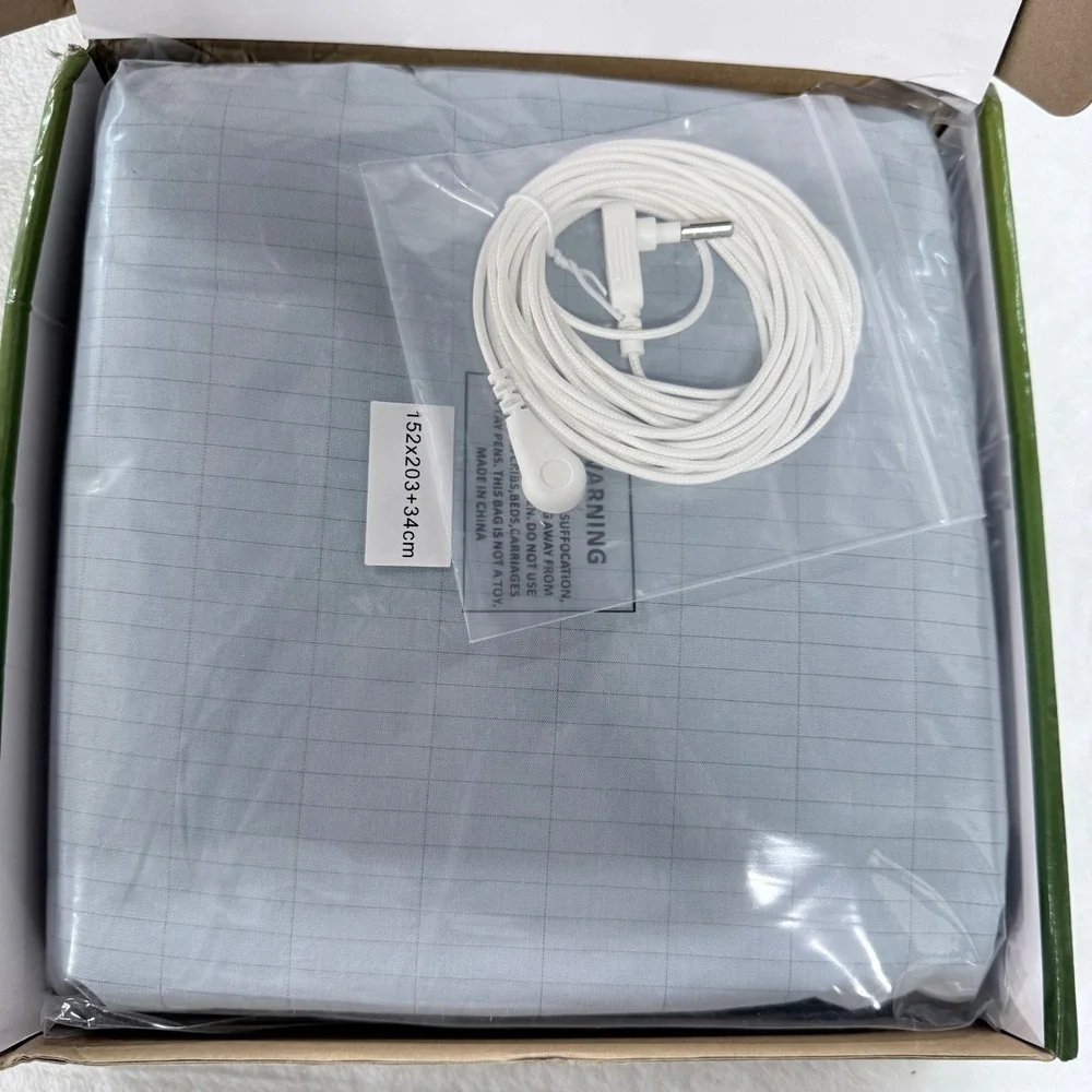 BareEarth Grounding Sheet Queen Blue Earthing Bedding with Connection Cable NEW